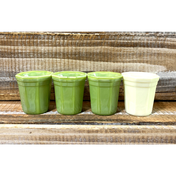 Set 4 Vintage 1930s Akro Agate Green Slag Jadeite Shot Drink Glasses 2" - Picture 13 of 13